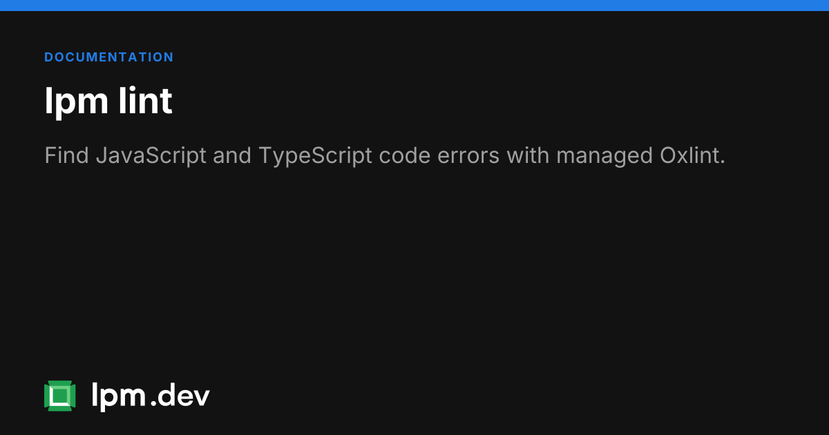 lpm lint command reference | LPM CLI