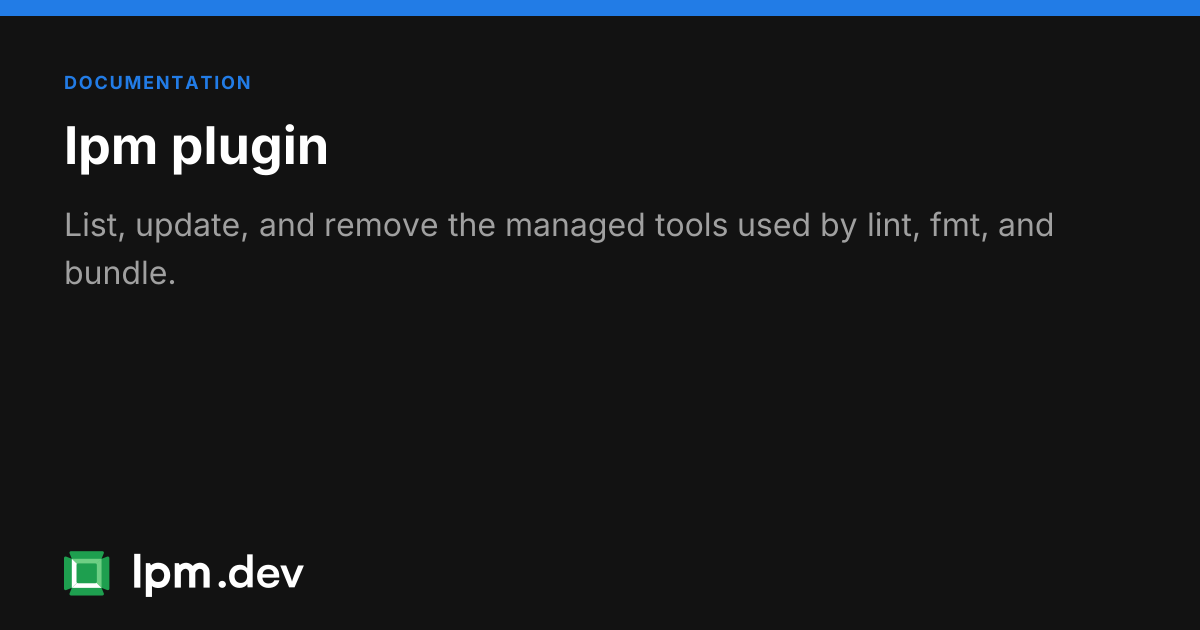lpm plugin command reference | LPM package manager docs