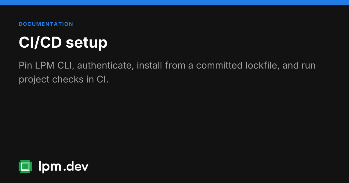 CI/CD setup guide | LPM CLI