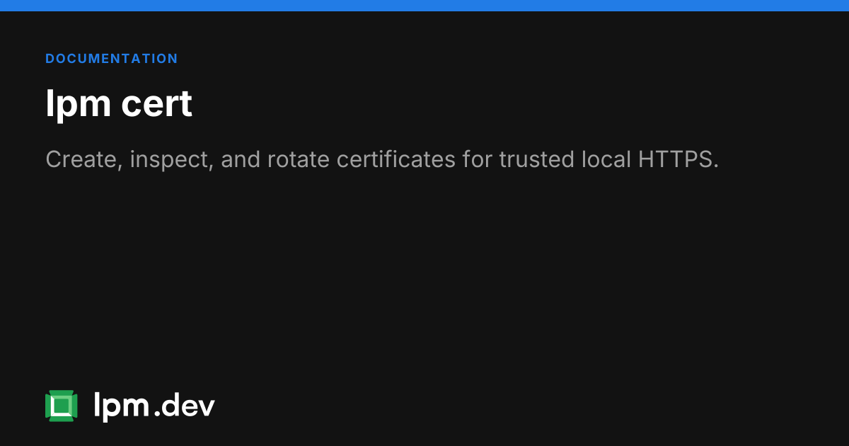 lpm cert command reference | LPM CLI