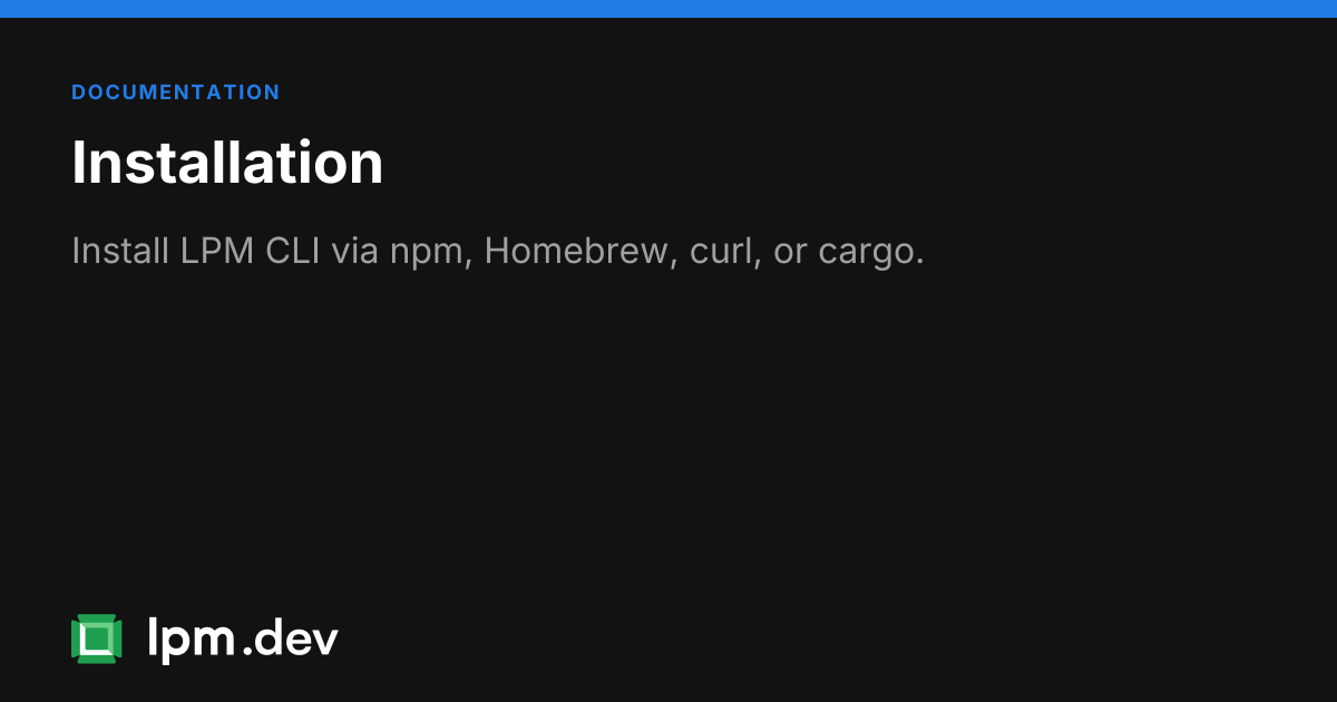 Installation documentation and guides | LPM package manager