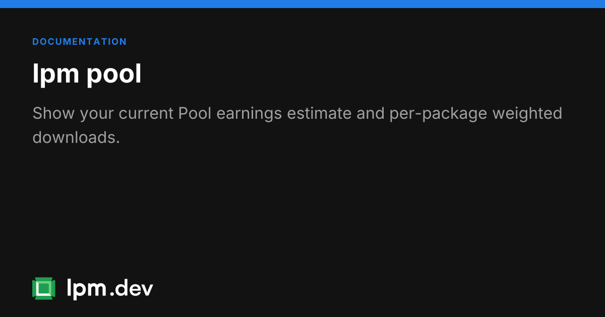 lpm pool command reference | LPM CLI