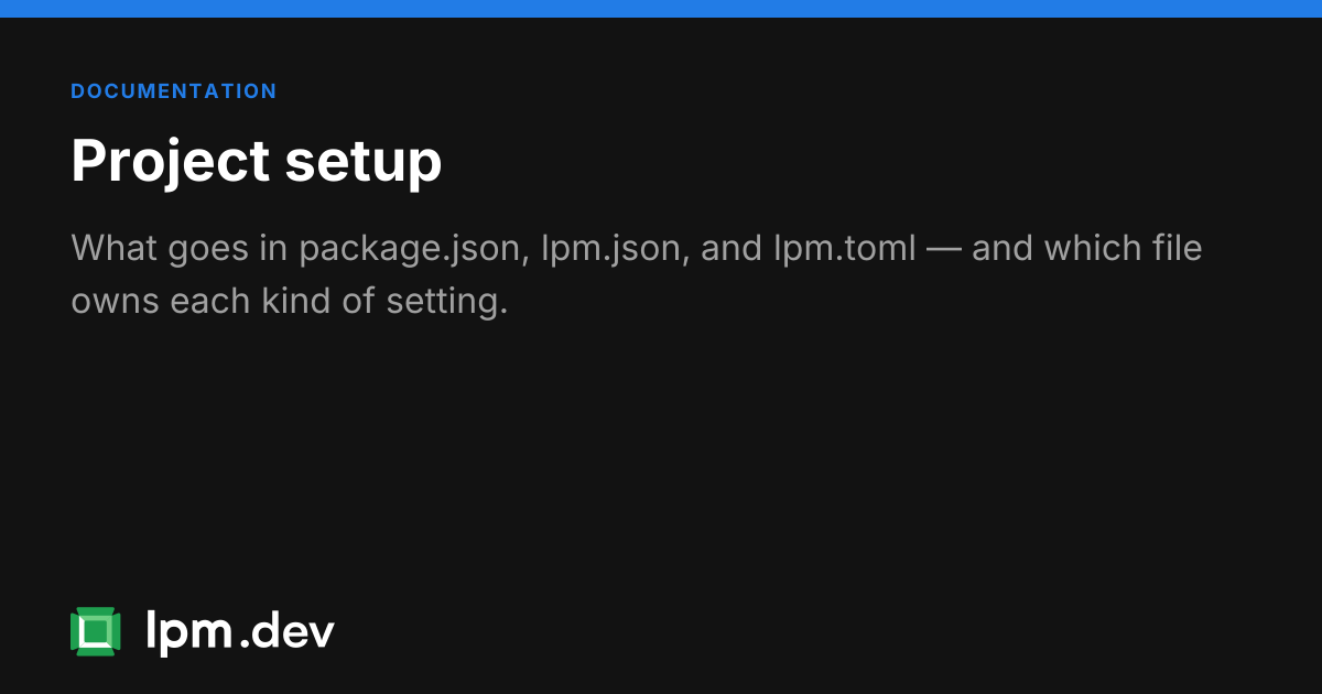 Project setup with package.json and lpm.json | LPM CLI